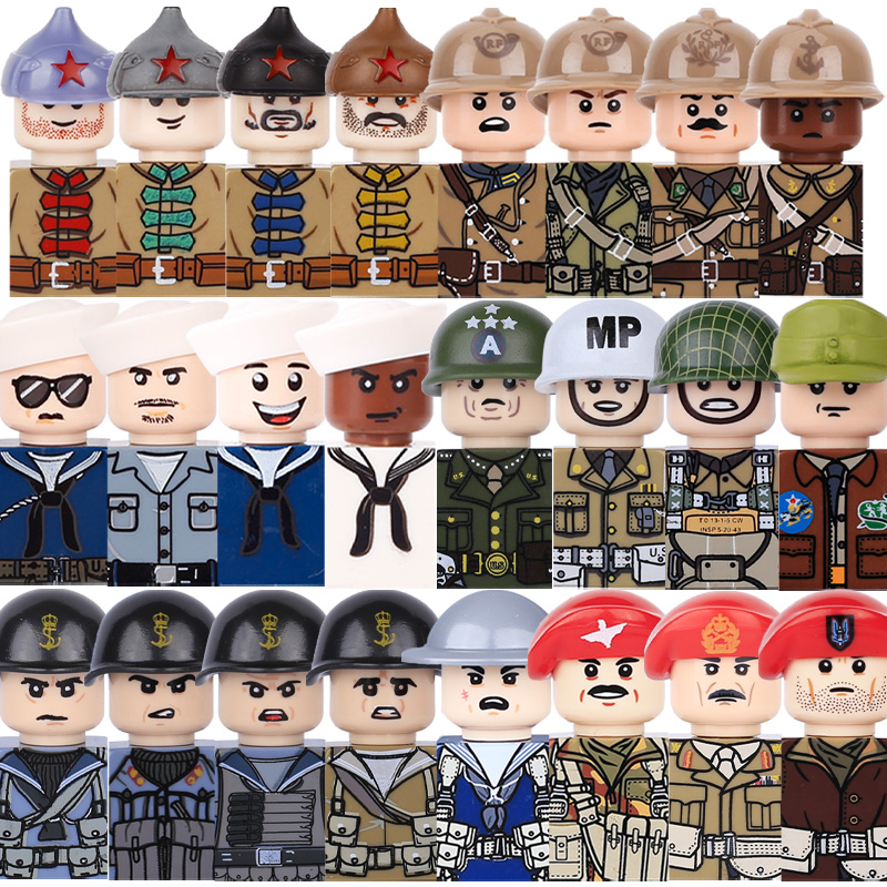 Lego Minifigure Holder - 어린이 장난감 2차 세계대전 군대 액션