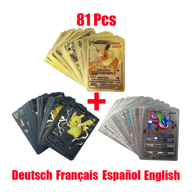 Pokemon Binder Card - 81-15Pcs 포켓몬 카드 골드 실버 Vmax