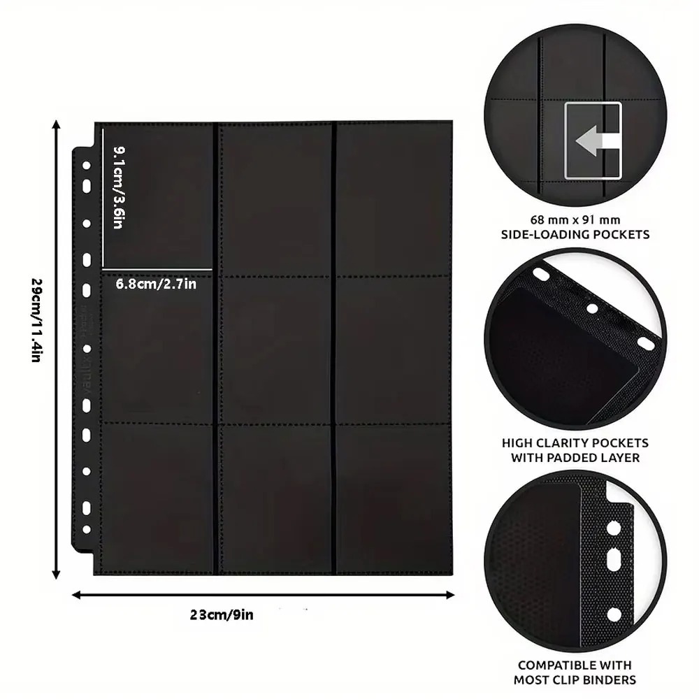10팩 블랙 9포켓 A4 트레이딩 카드 바인더 페이지  - Trading Card Binder 리뷰 및 가격